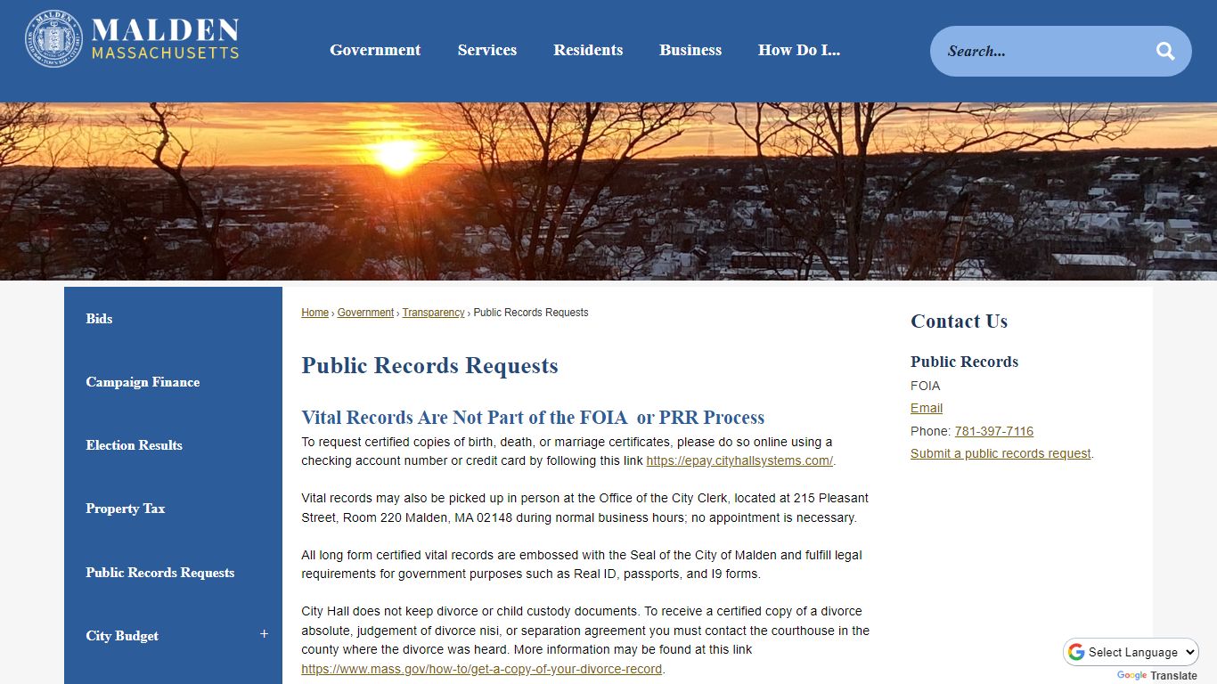 Public Records Requests | Malden, MA